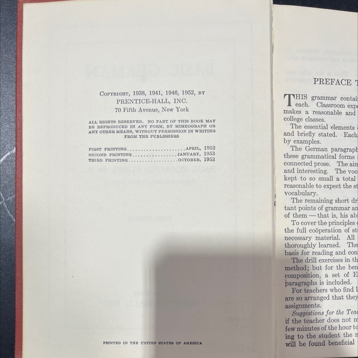 basic german a brief introduction to the german language book, by paul holroyd curts, 1952 Hardcover image 3