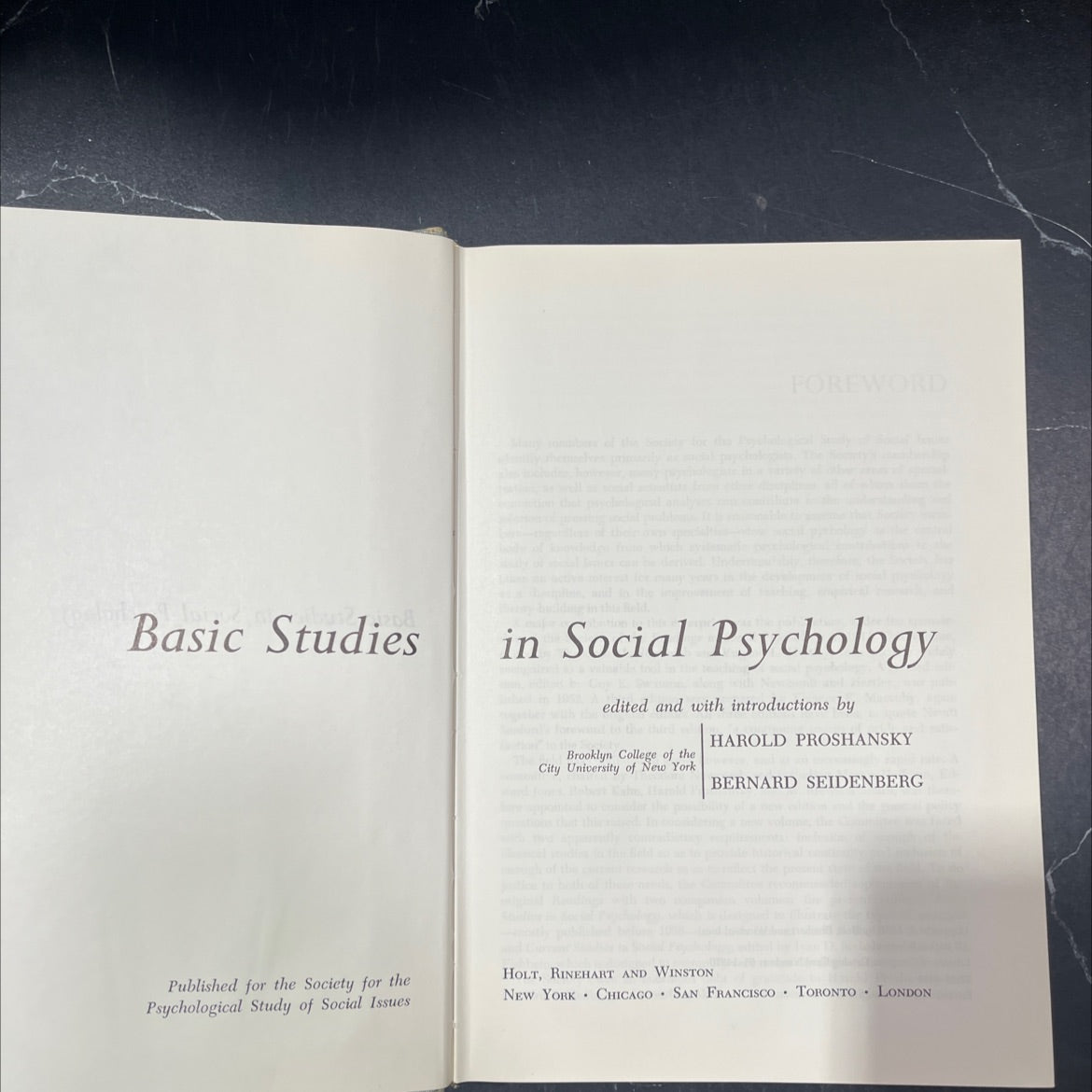basic studies in social psychology book, by robert jones, harold kahn, harold proshansky, bernard seidenberg, 1966 image 2