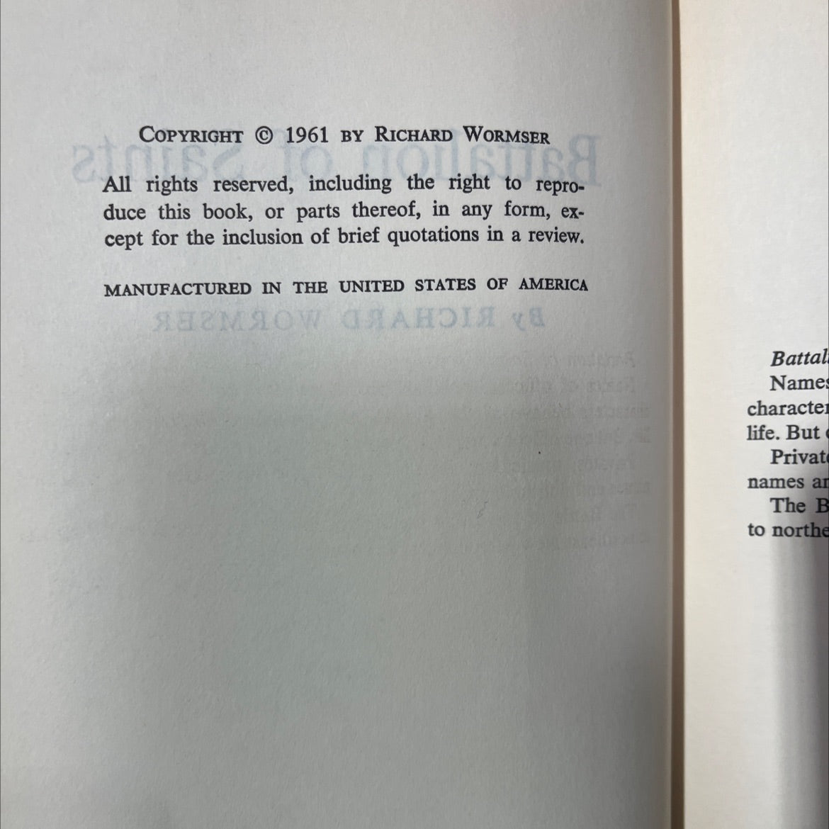 battalion of saints book, by richard wormsser, 1961 Hardcover image 3