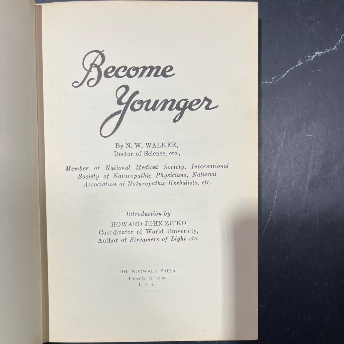 become younger book, by n. w. walker, 1954 Hardcover image 2