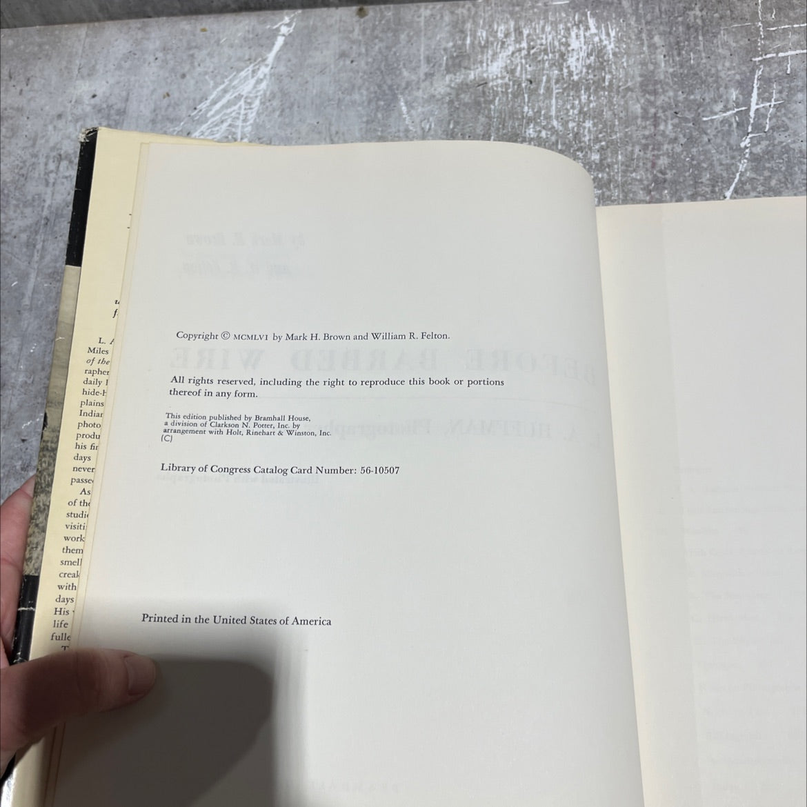 before barbed wire book, by Mark H. Brown and W. R. Felton, 1956 Hardcover image 3