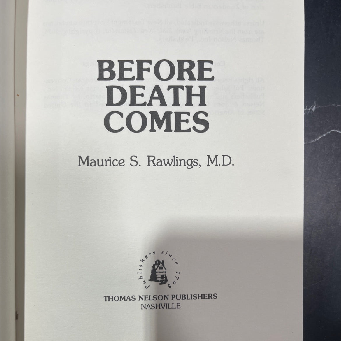 before death comes book, by Maurice S. Rawlings, M.D., 1986 Hardcover image 2