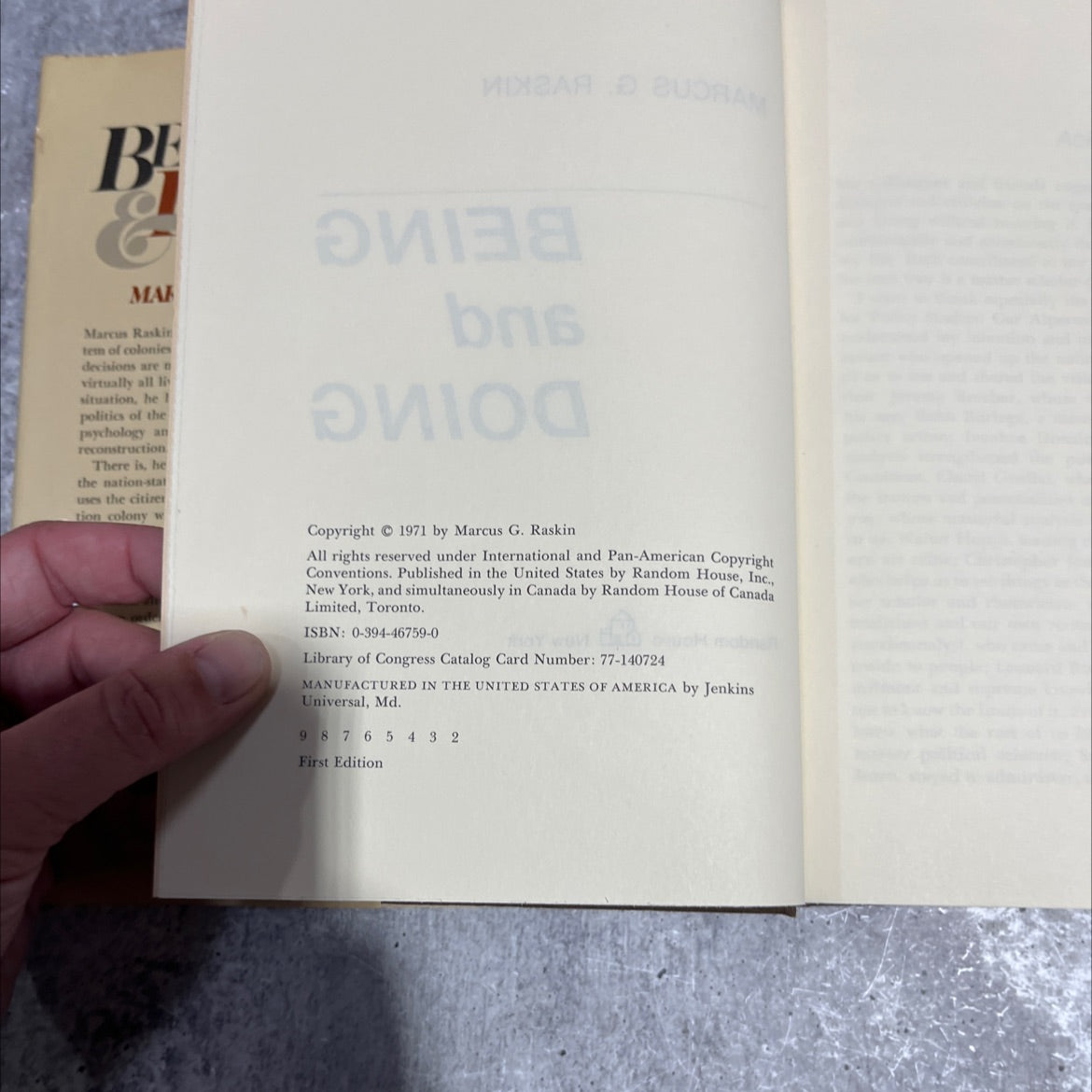 being and doing book, by Marcus G. Raskin, 1971 Hardcover image 3