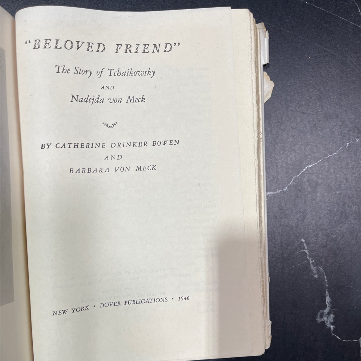 beloved friend book, by catherine drinker bowen and barbara von meck, 1946 Hardcover image 2