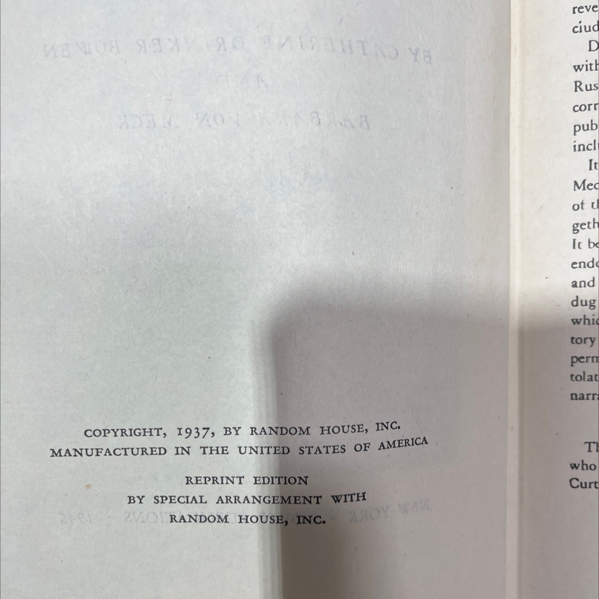 beloved friend book, by catherine drinker bowen and barbara von meck, 1946 Hardcover image 3