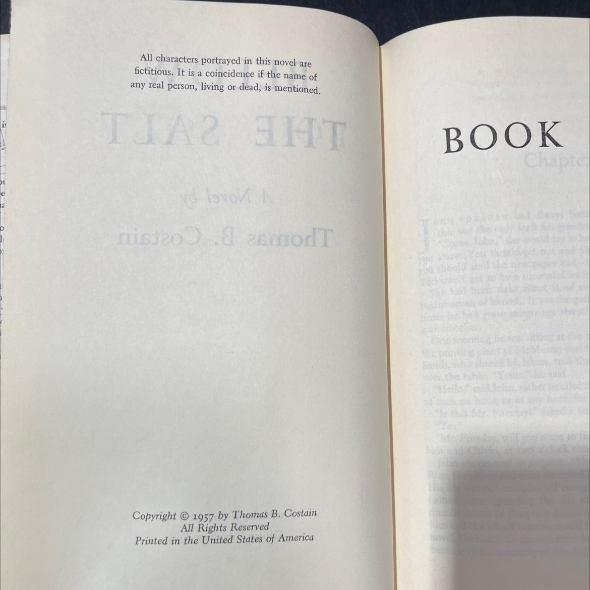 below the salt book, by Thomas B. Costain, 1957 Hardcover image 3