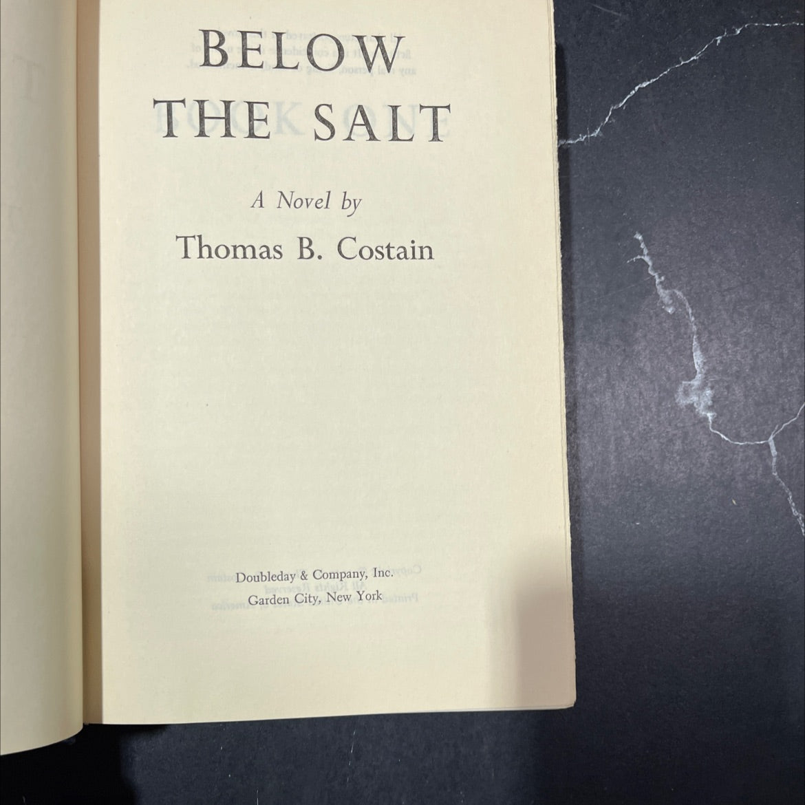 below the salt book, by Thomas B. Costain, 1957 Hardcover image 2