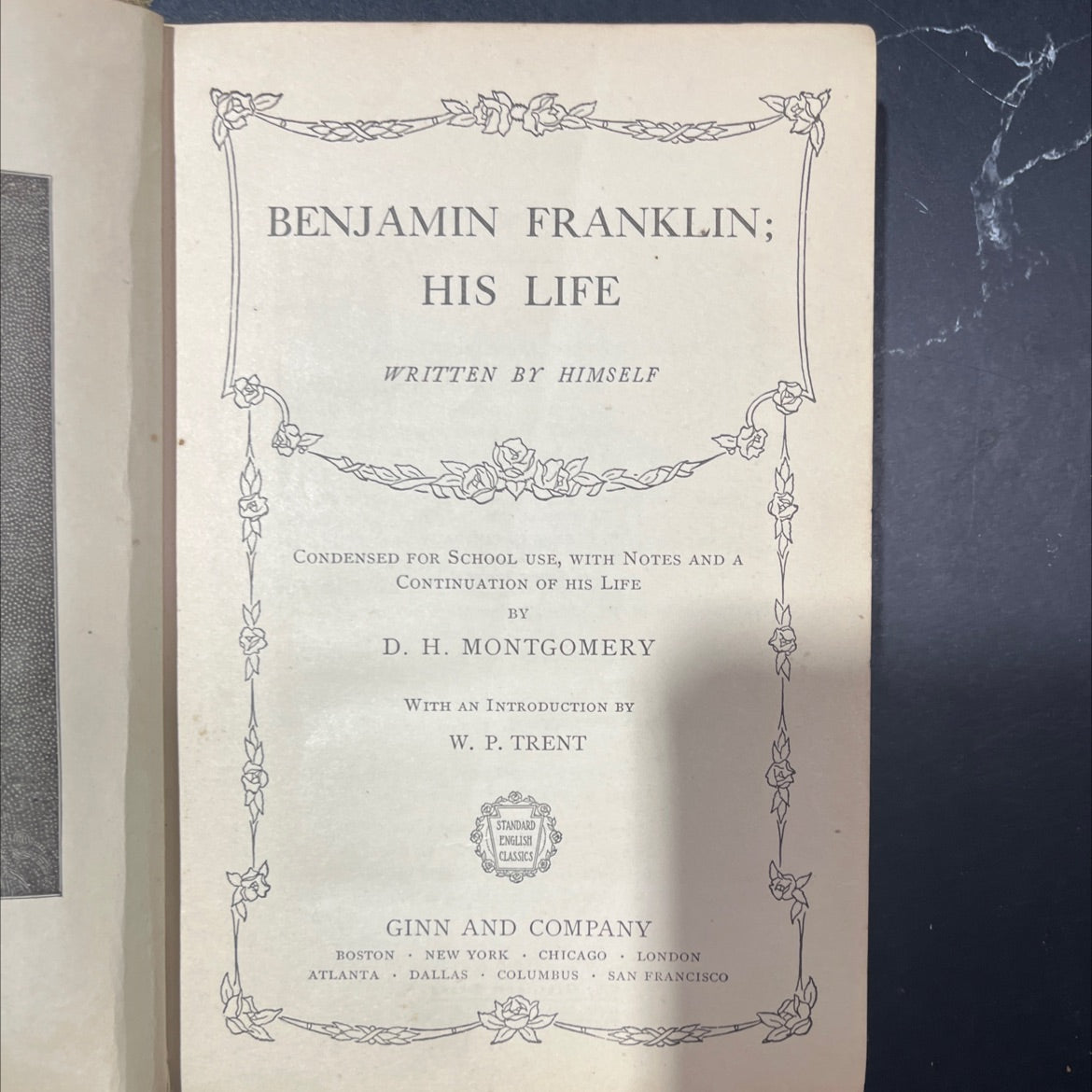 benjamin franklin; his life written by himself condensed for school use book, by benjamin franklin, d. h. montgomery, image 2