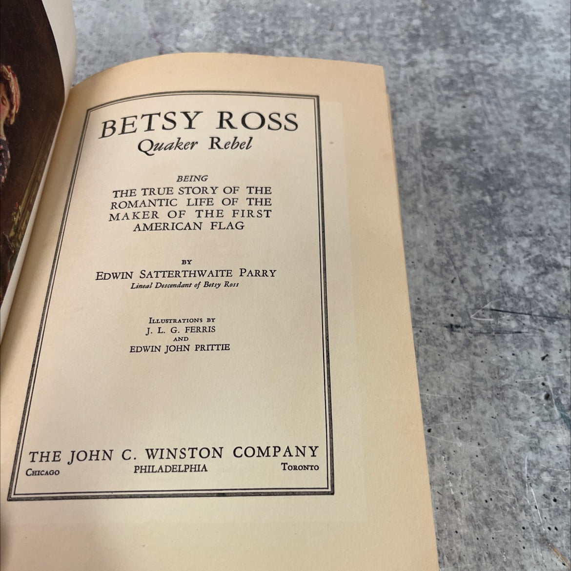 betsy ross quaker rebel book, by edwin satterthwaite parry, 1930 Hardcover image 2