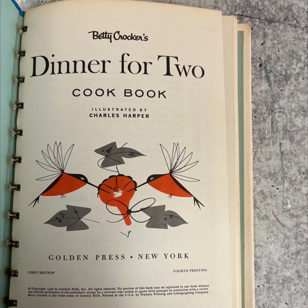 betty crocker's dinner for two cook book book, by betty crocker, 1958 Hardcover image 2