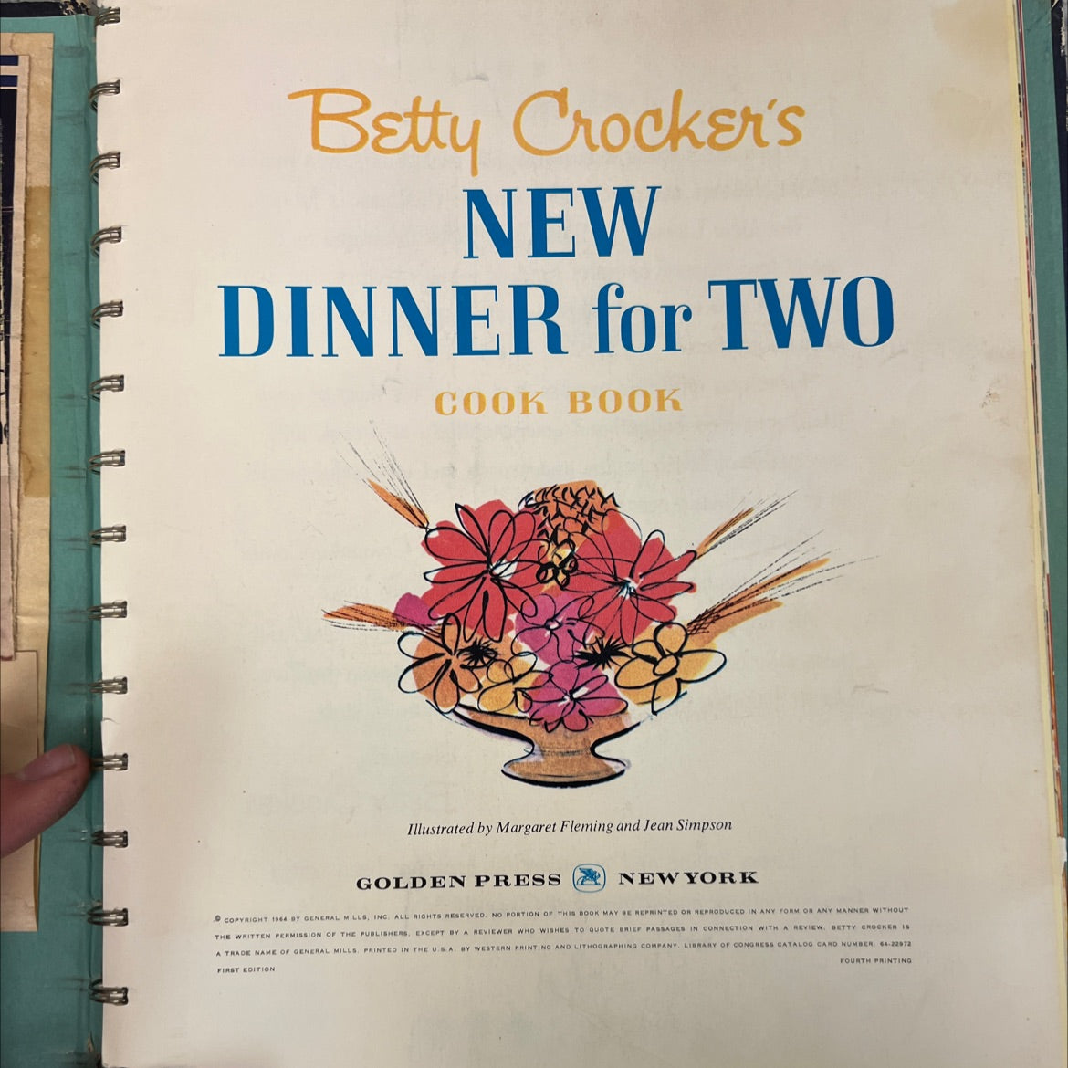 betty crocker's new dinner for two cook book book, by betty crocker, 1964 Hardcover, Vintage image 2