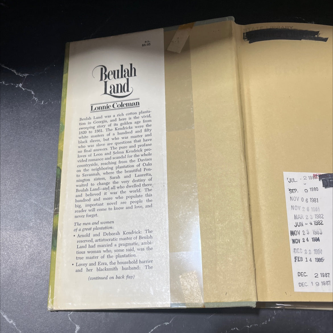 beulah land book, by lonnie coleman, 1973 Hardcover image 4