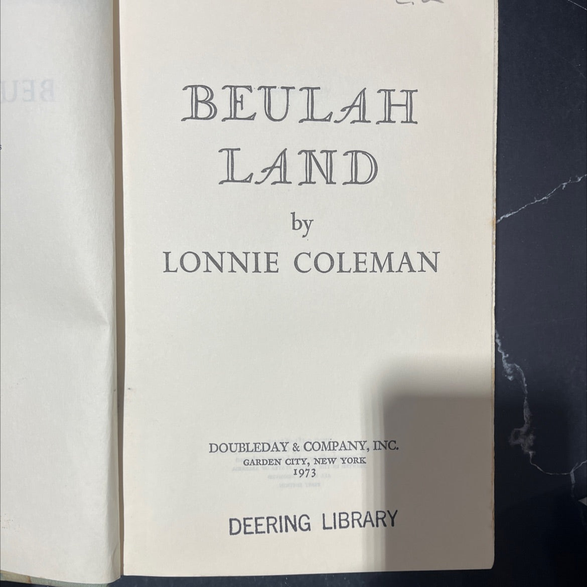 beulah land book, by lonnie coleman, 1973 Hardcover image 2