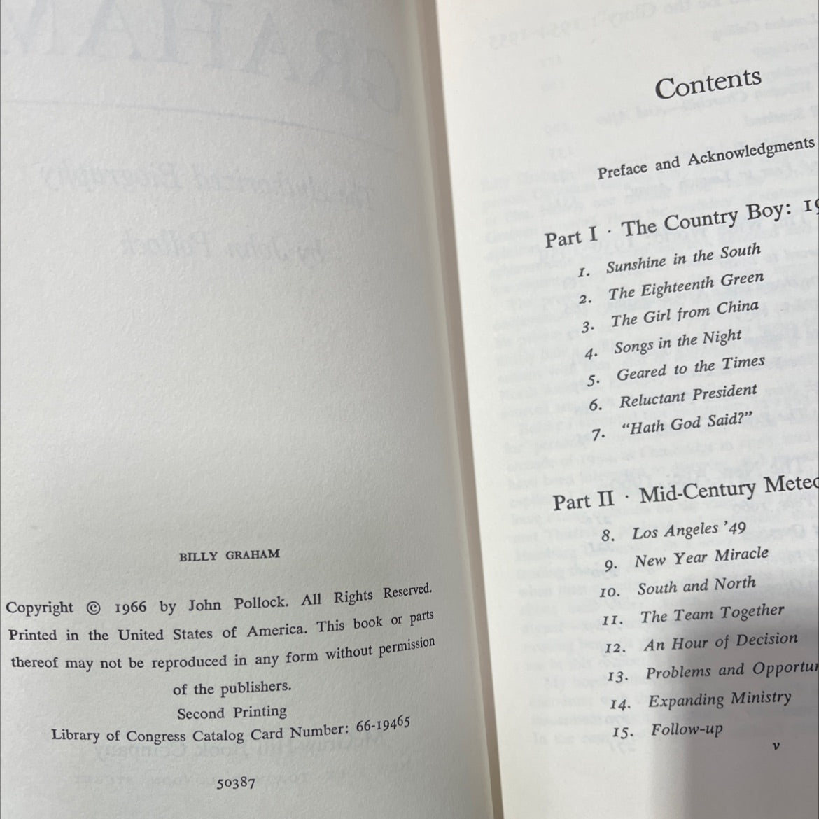 billy graham the authorized biography book, by john pollock, 1966 Hardcover image 3