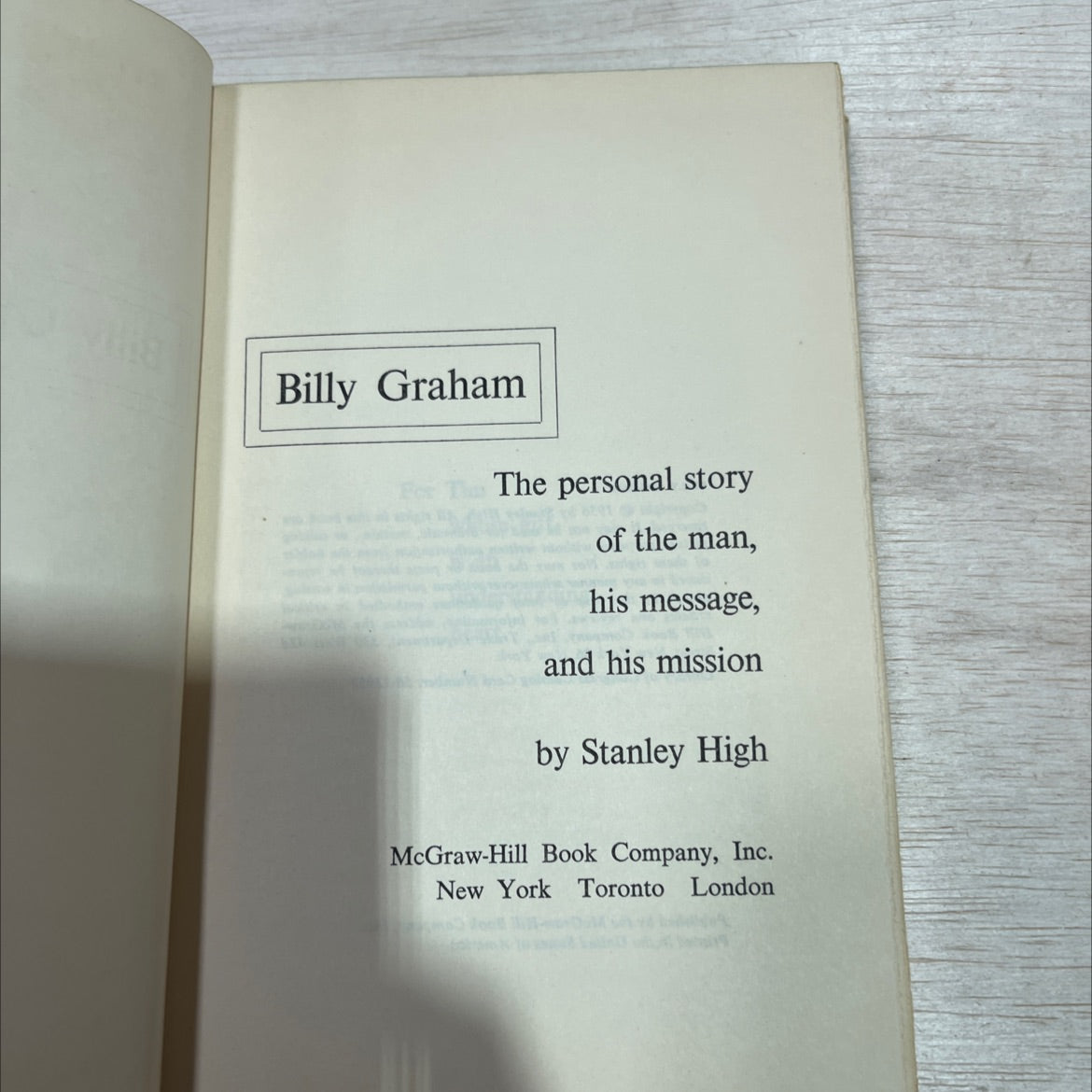 billy graham the personal story of the man his message and his mission book, by stanley high, 1956 Hardcover image 2