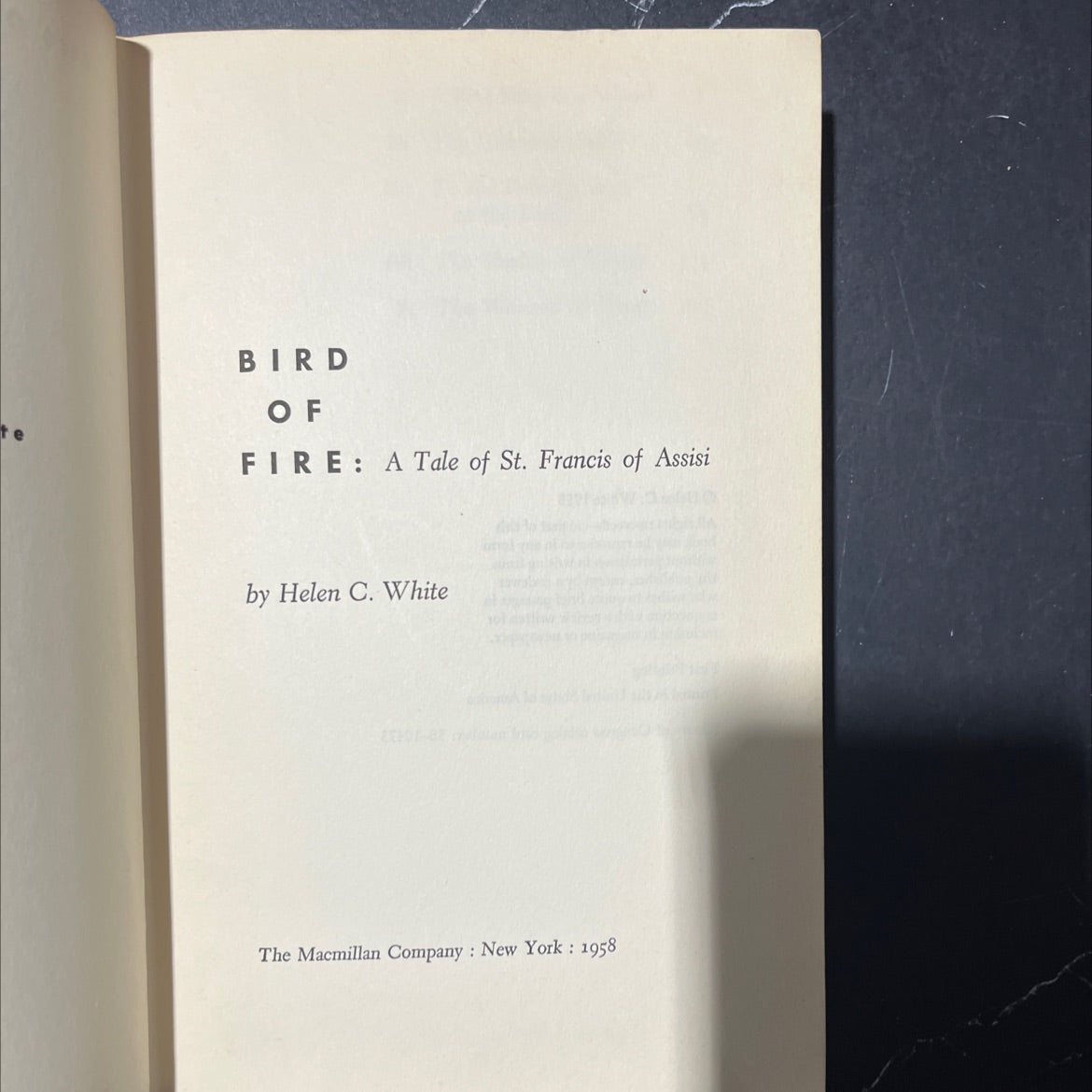 bird of fire: a tale of st. francis of assisi book, by helen c. white, 1958 Hardcover image 2
