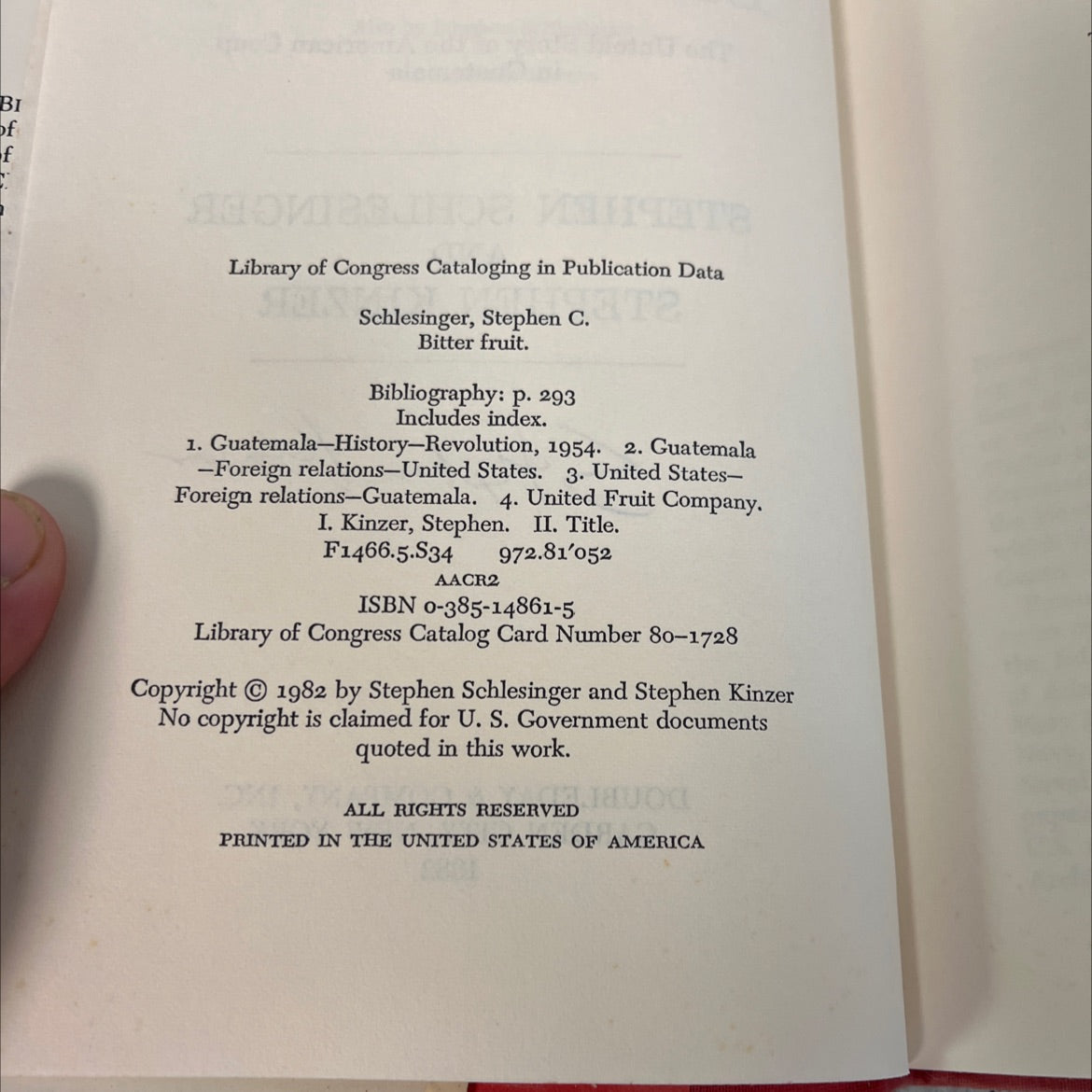 SIGNED bitter fruit the untold story of the american coup in guatemala book, by Stephen Schlesinger and Stephen Kinzer, image 3