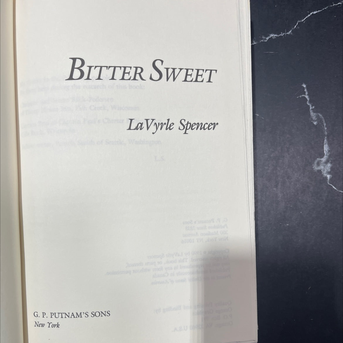 bitter sweet book, by LaVyrle Spencer, 1990 Hardcover image 2