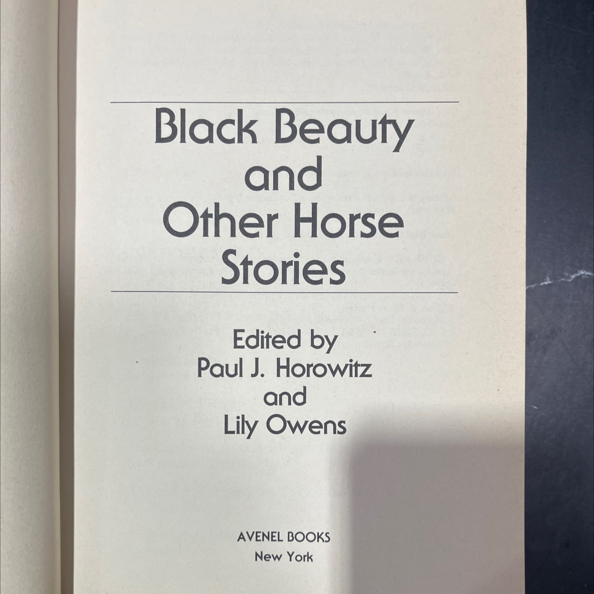 black beauty and other horse stories book, by Paul J. Horowitz, Lily Owens, 1980 Hardcover image 2