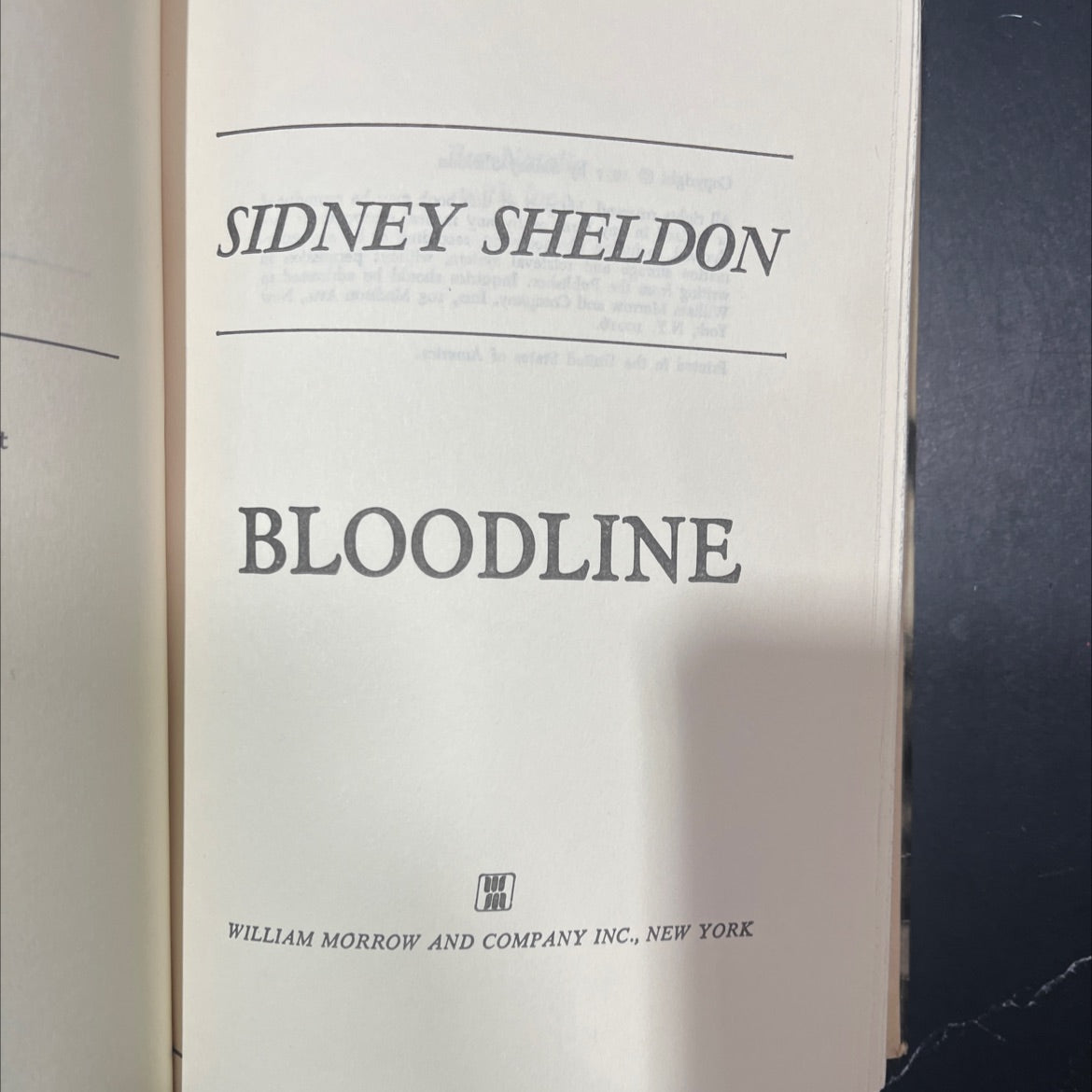 bloodline book, by sidney sheldon, 1977 Hardcover image 2