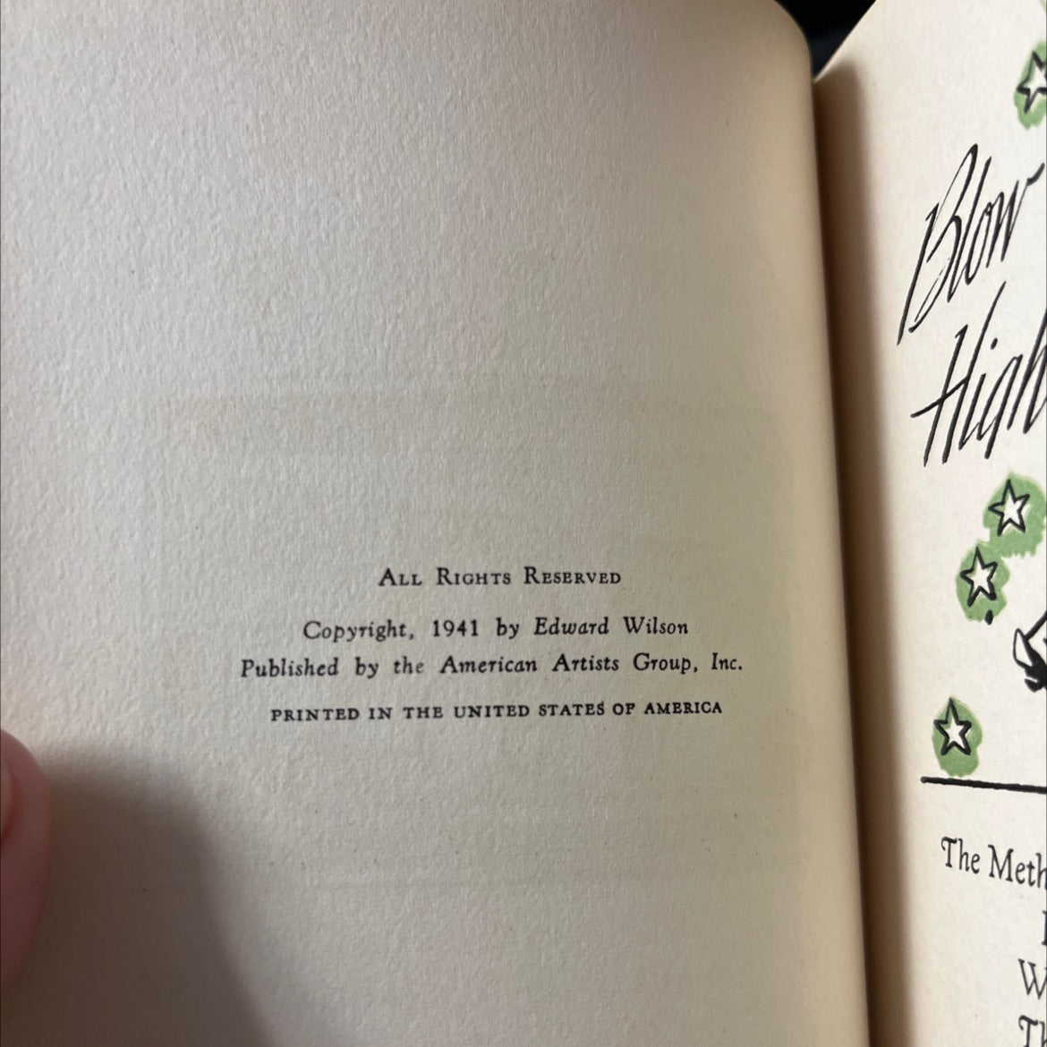 blow high blow low book, by Edward Wilson, 1941 Hardcover image 3