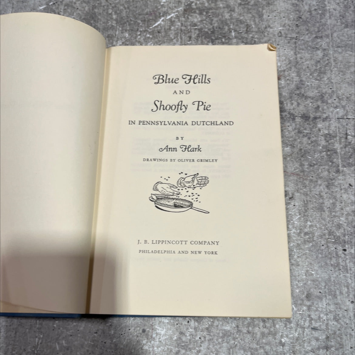 blue hills and shoofly pie in pennsylvania dutchland book, by Ann Hark, 1952 Hardcover image 2