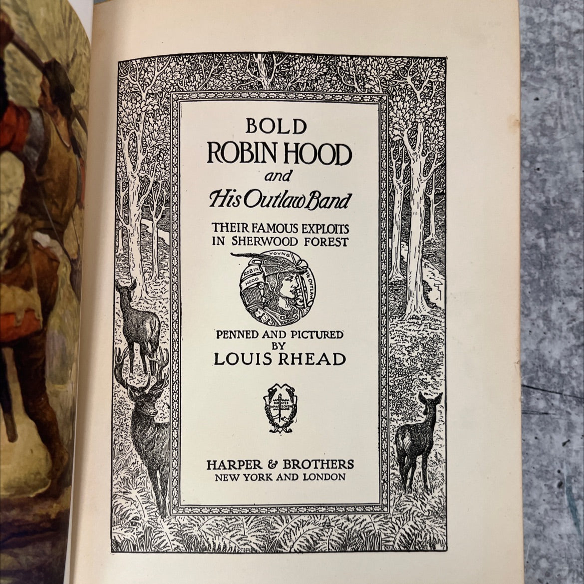 bold robin hood and his outlaw band their famous exploits in sherwood forest book, by louis rhead, 1912 Hardcover, image 2