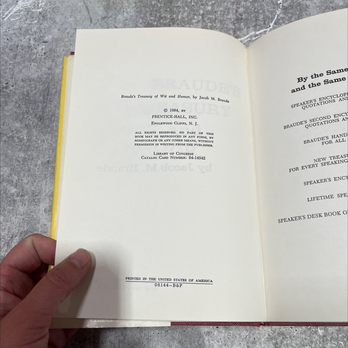 braude's yhu treasury of wit and humor book, by Jacob M. Braude, 1964 Hardcover image 3