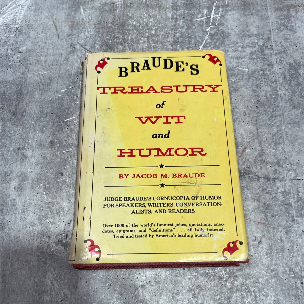 braude's yhu treasury of wit and humor book, by Jacob M. Braude, 1964 Hardcover image 1