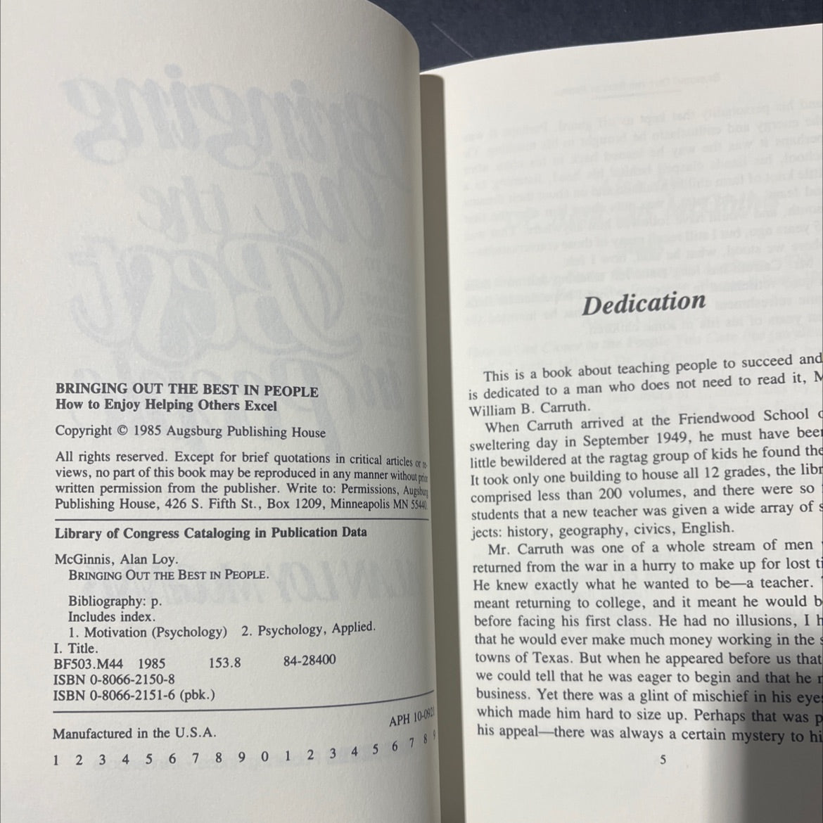 bringing out the best in people how to enjoy helping others excel book, by alan loy mcginnis, 1985 Hardcover image 3
