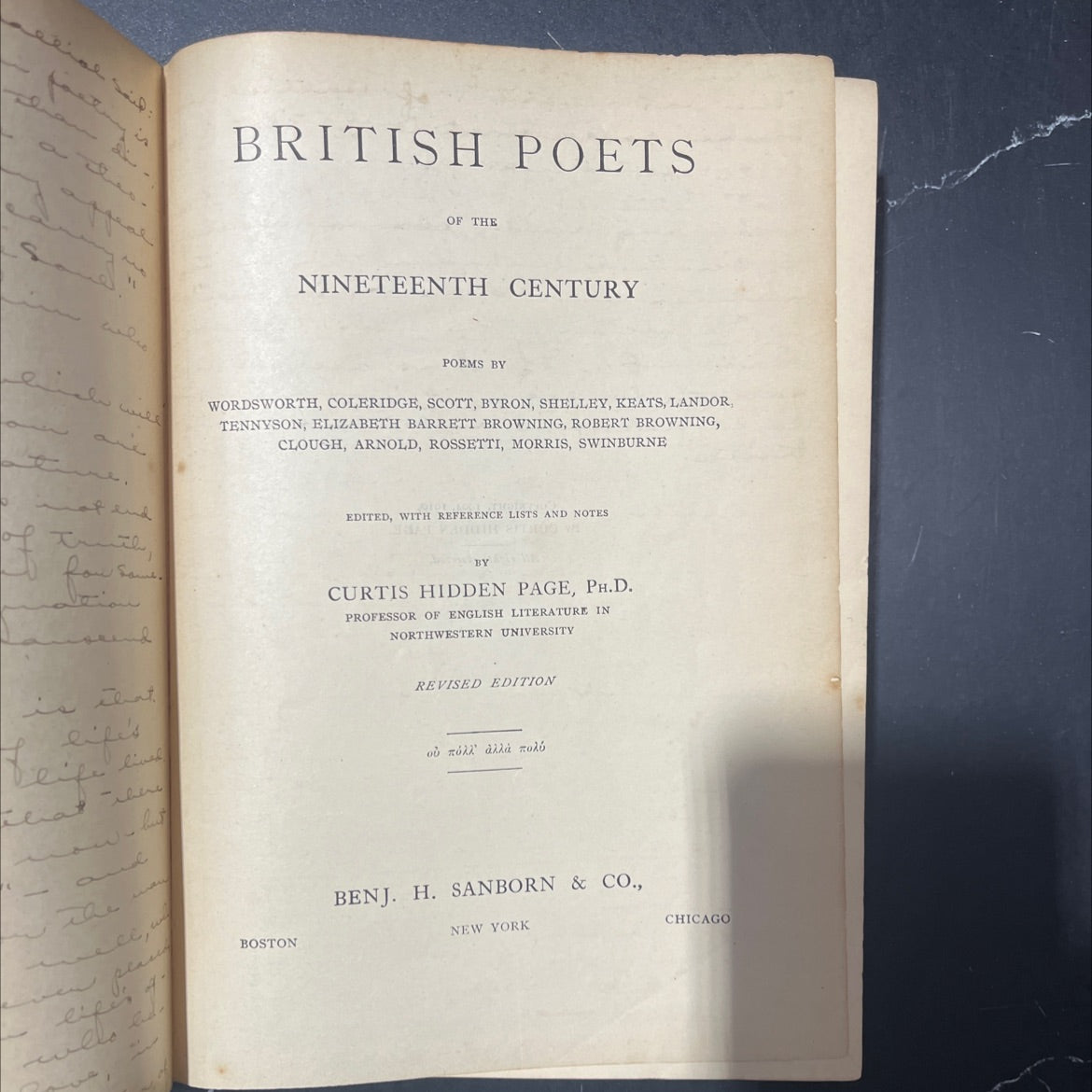 british poets of the nineteenth century book, by curtis hidden page, 1910 Hardcover image 2