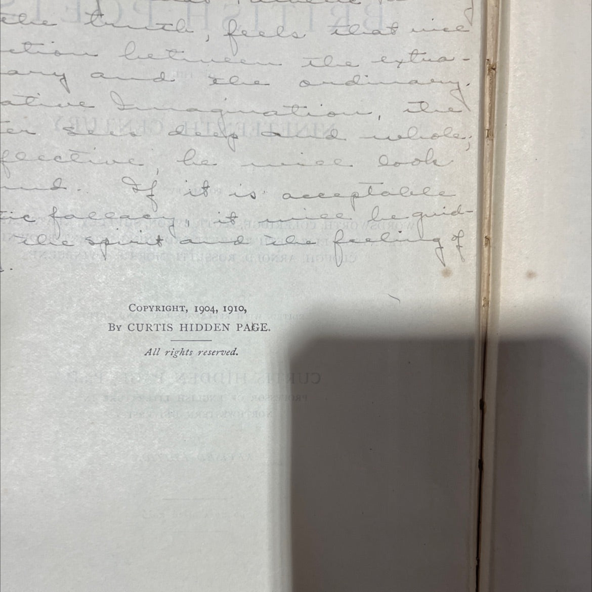 british poets of the nineteenth century book, by curtis hidden page, 1910 Hardcover image 3