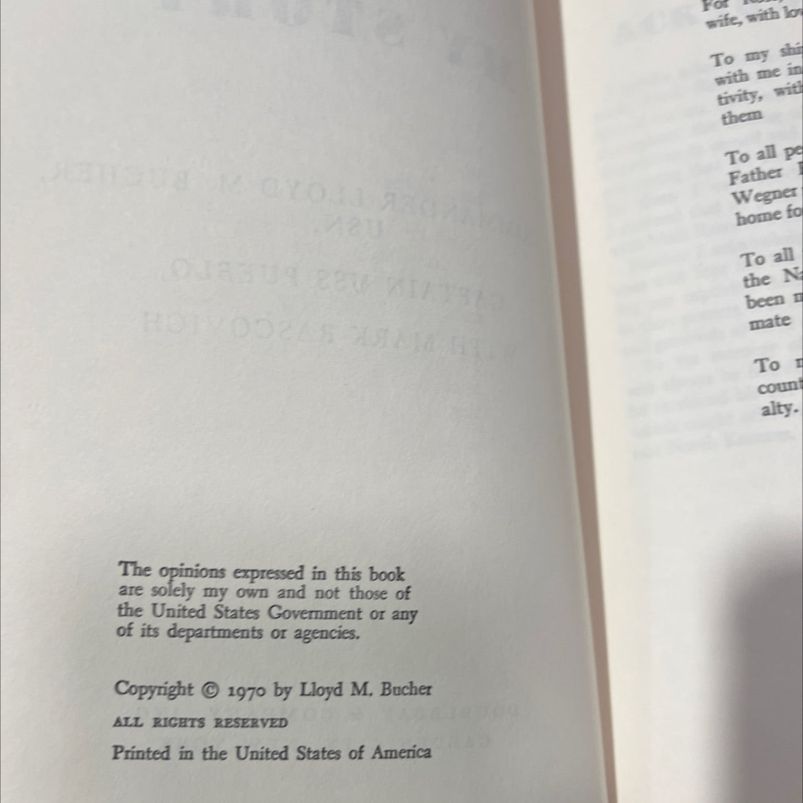 bucher: my story book, by commander lloyd m. bucher, 1970 Hardcover image 3