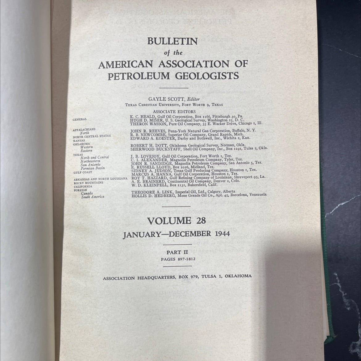 bulletin of the american association of petroleum geologists book, by gayle scott, 1944 Hardcover image 2