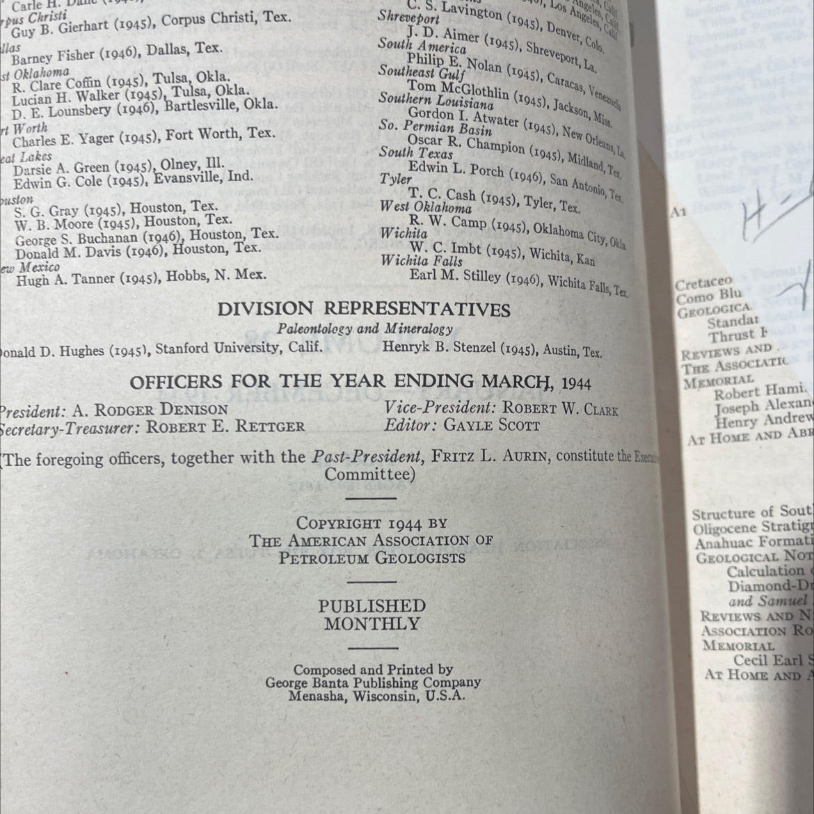 bulletin of the american association of petroleum geologists book, by gayle scott, 1944 Hardcover image 3