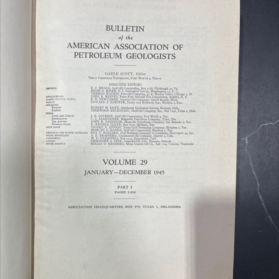 bulletin of the american association of petroleum geologists book, by gayle scott, 1945 Hardcover image 2