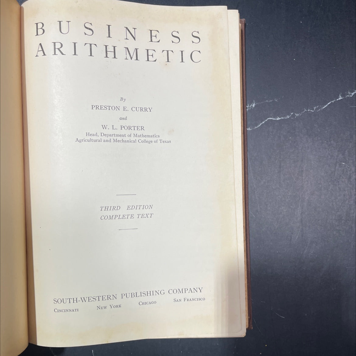 business arithmetic book, by preston e. curry and w. l. porter, 1934 Hardcover image 2