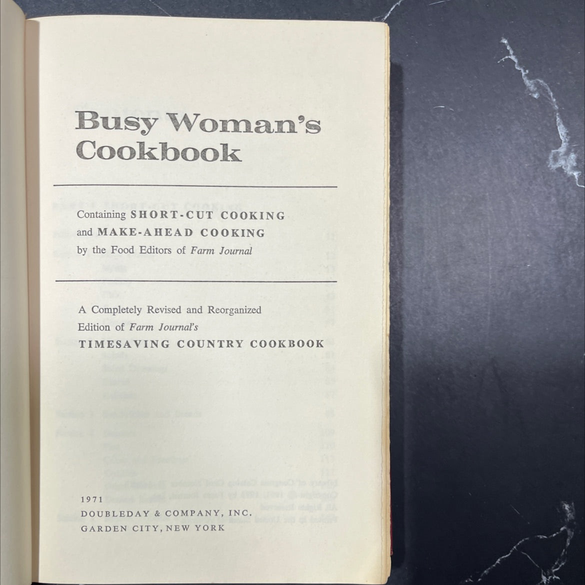 busy woman's cookbook containing short-cut cooking and make-ahead cooking book, by food editors of farm journal, 1971 image 2