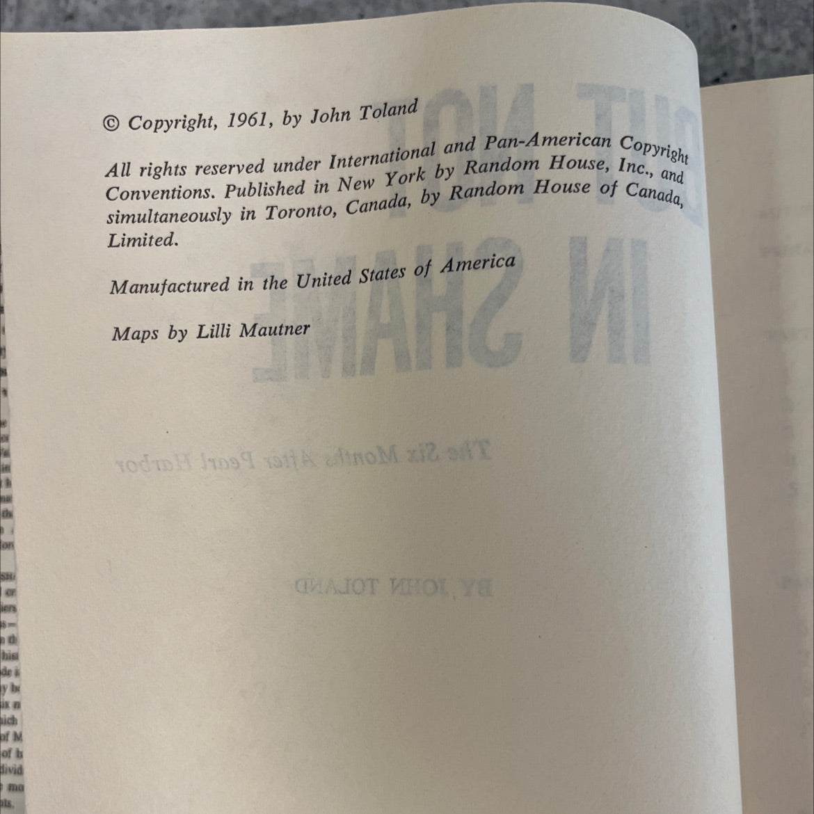 but not in shame the six months after pearl harbor book, by john toland, 1961 Hardcover, Vintage image 3