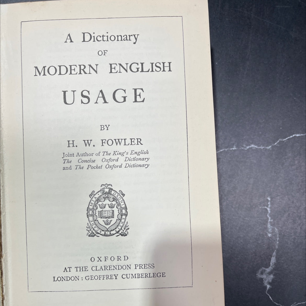 cad a dictionary of modern english usage book, by h. w. fowler, 1949 Hardcover image 2