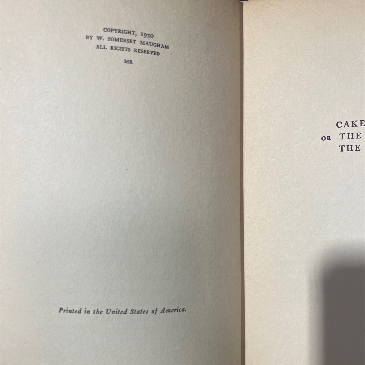 cakes and ale book, by w. somerset maugham, 1930 Hardcover image 3