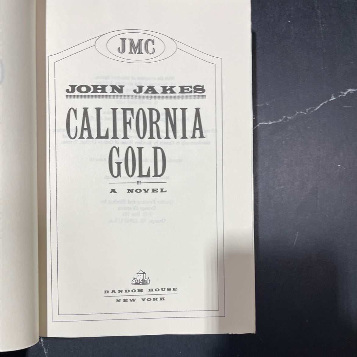 california gold a novel book, by john jakes, 1989 Hardcover image 2