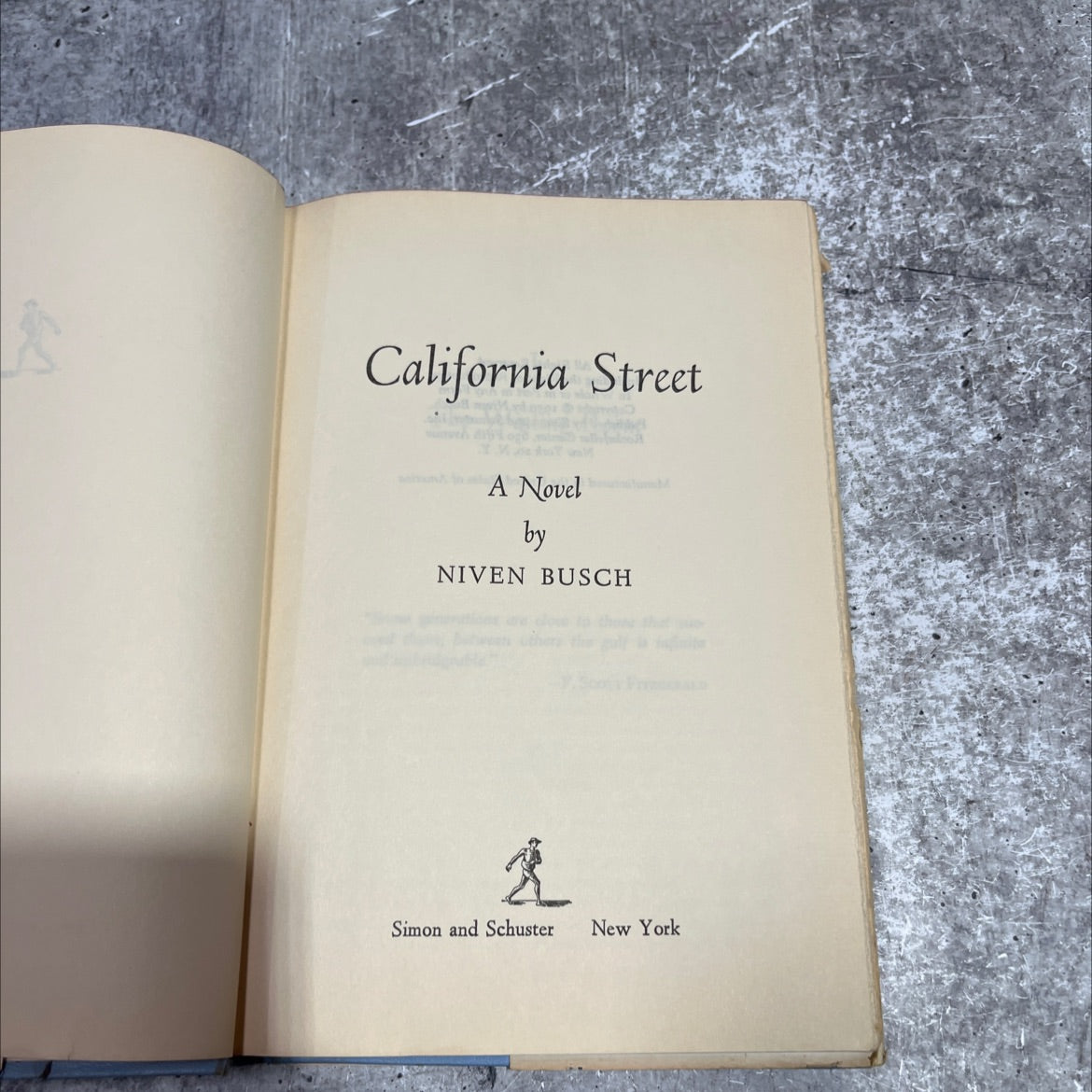 california street a novel m book, by niven busch, 1959 Hardcover image 2