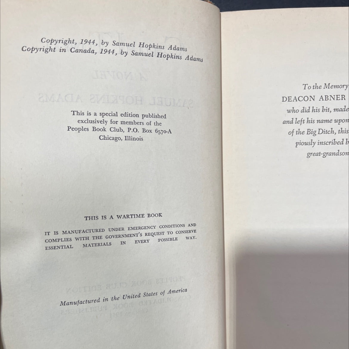 canal town book, by samuel hopkins adams, 1944 Hardcover image 3