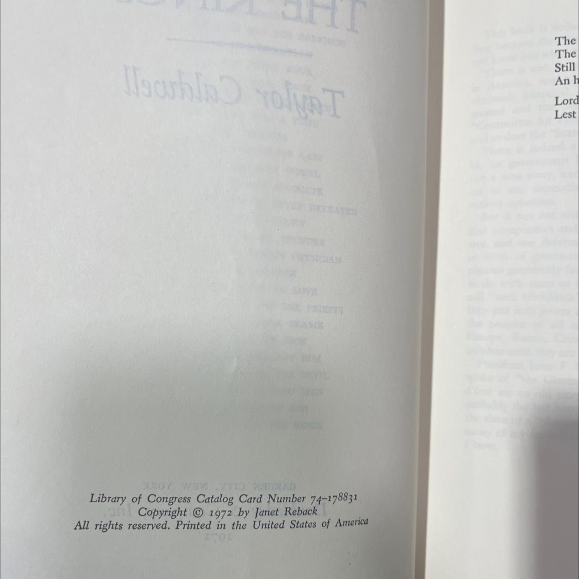 captains and the kings book, by Taylor Caldwell, 1972 Hardcover image 3