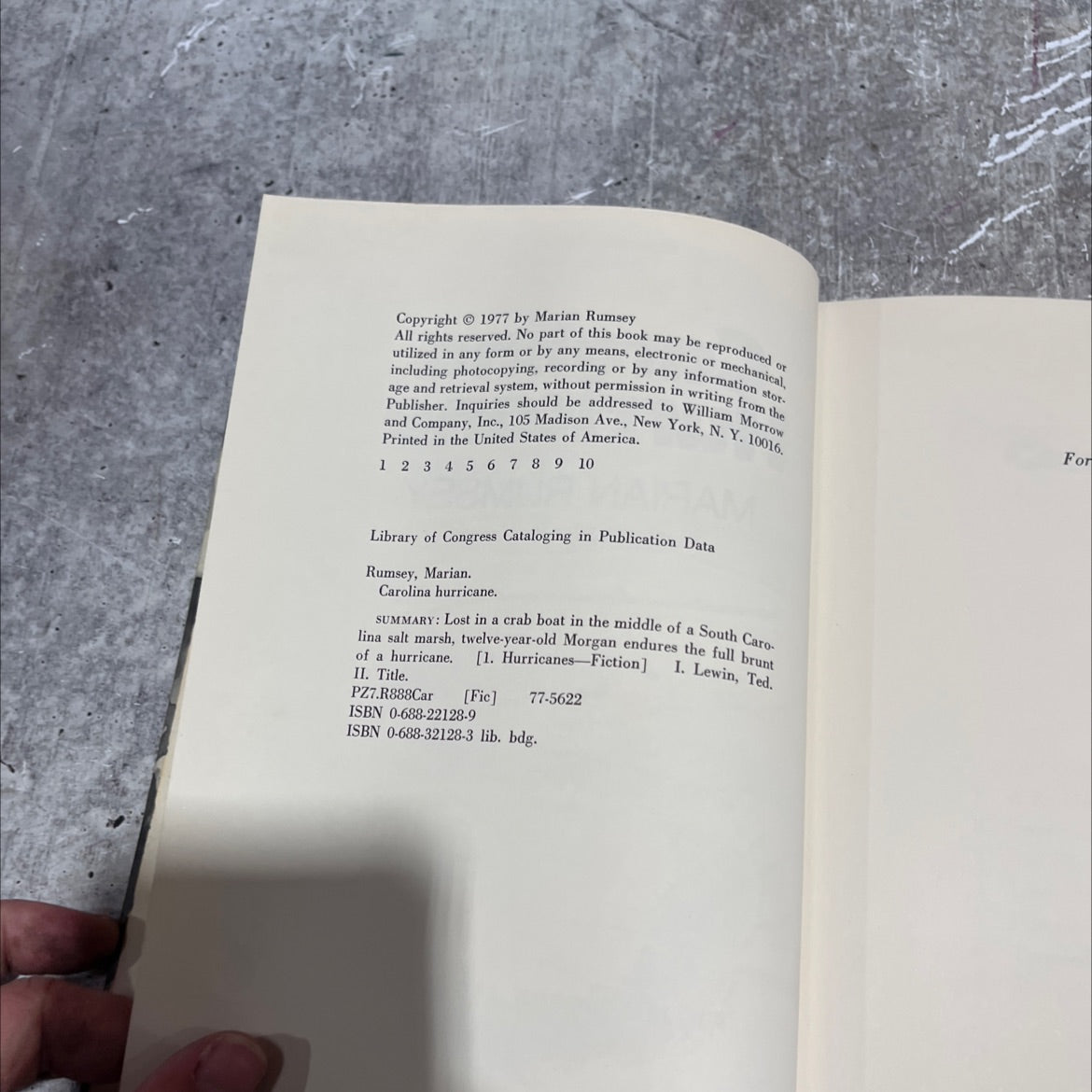 carolina hurricane book, by marian rumsey, 1977 Hardcover image 3