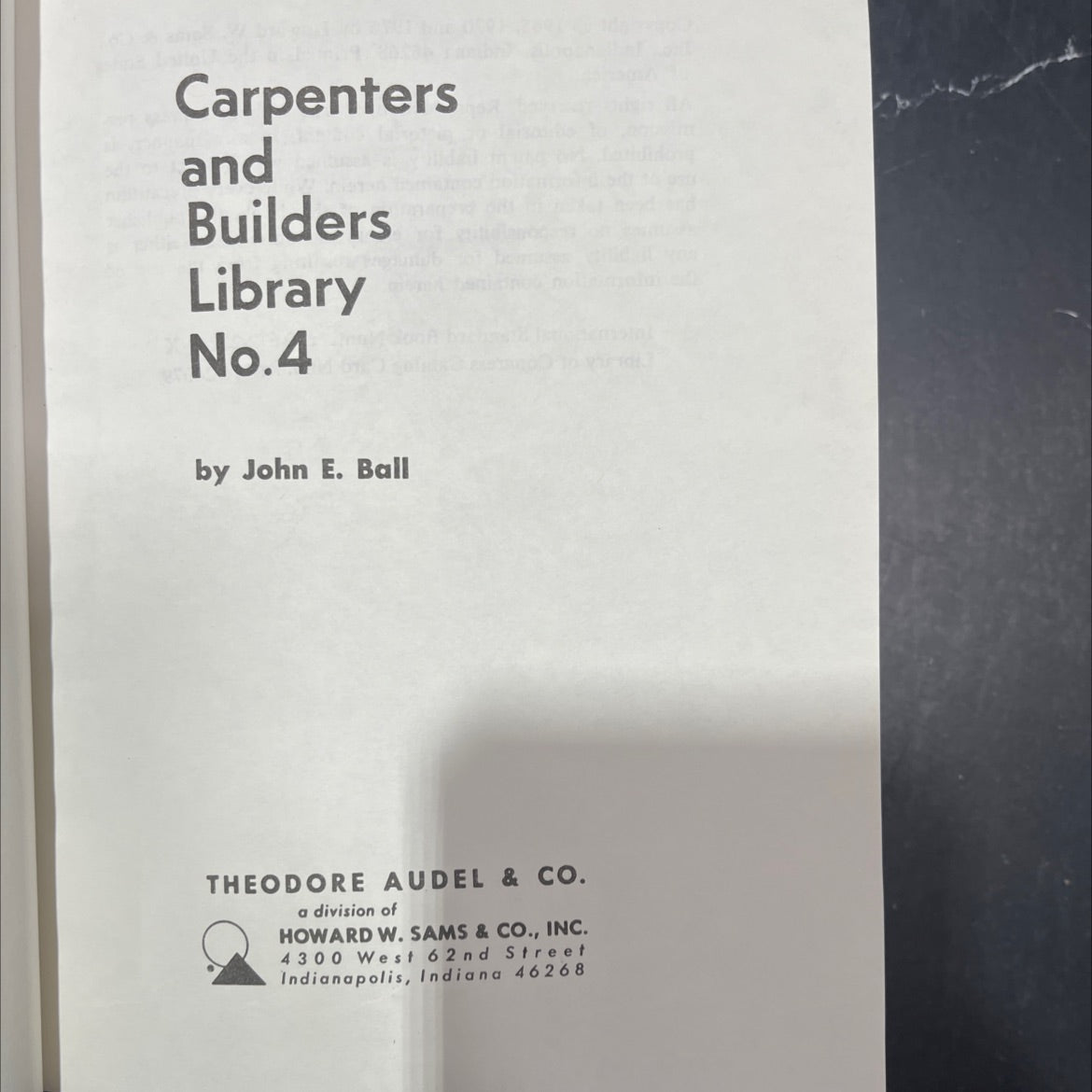 carpenters and builders library no.4 book, by john e. ball, 1978 Hardcover image 2