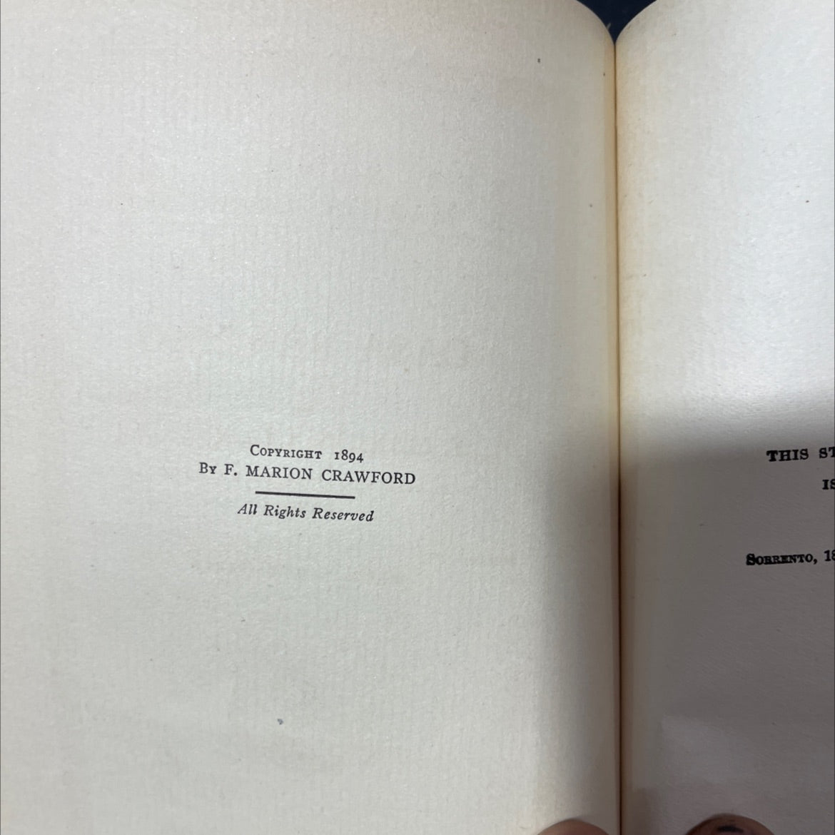 casa braccio book, by f. marion crawford, 1894 Hardcover, Antique image 3