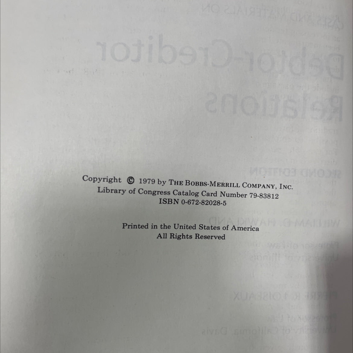 cases and materials on debtor-creditor relations book, by william d. hawkland, pierre r. loiseaux, 1979 Hardcover image 3