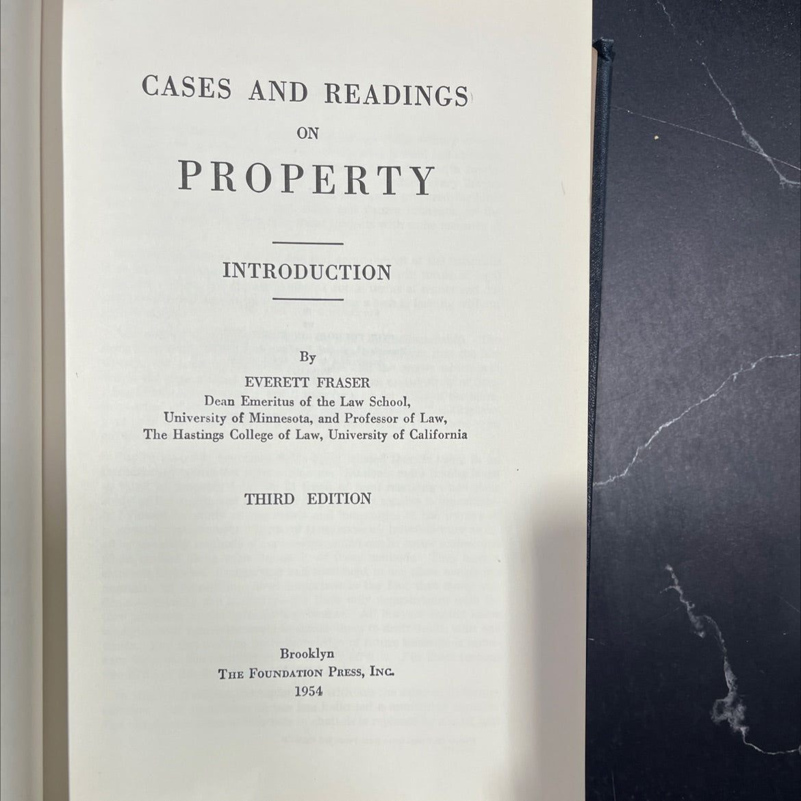 cases and readings on property introduction book, by everett fraser, 1954 Hardcover image 2